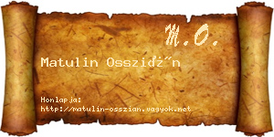 Matulin Osszián névjegykártya